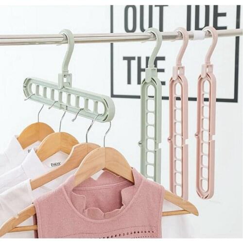 9 Holes Multi-fuction Wonder Closet Space Saver Organizer Hot Sale Rotatable Plain Colour Clothing Storage Magic Hanger