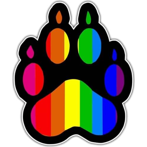 Fashion Car Sticker Gay Pride Rainbow Paw Decoration Decal Cover Scratches for Lada Kia Mazda Peugeot Suitable for Car Door