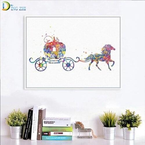 Cartoon Decor Watercolor Carriage Diamond Painting 5D Cross Stitch Square Round Drill Child Gift Diamond Embroidery Mosaic Art