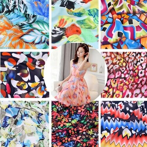 Small Floral Chiffon Fabric By The Meter for Clothing Dress Skirt Sewing Summer Georgette Drape Opaque Textile Flower Printed