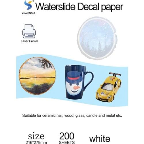 200 Sheets LASER WHITE No Need Coating Oil Waterslide decals Foil Letter Size Printable Water transfer Paper Sheet for Wood