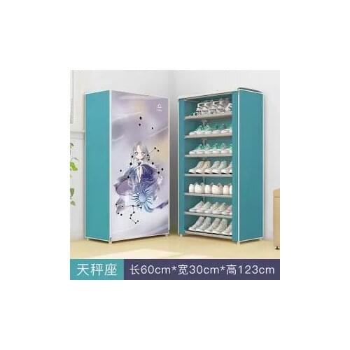 Simple dust-proof household space-saving indoor assembly non-woven closed storage shoe rack shoe rack organizer cabinet