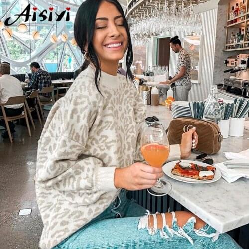 Knitwear Leopard Sweater Female Autumn Plus Size Batwing Sleeve Oversize Loose Thick Warm Women Winter Knitting Sweater Pullover