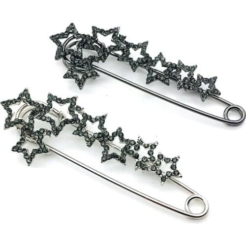 Fashion Cardigan Scarf Brooch Pin Start Rhinestone Women Brooches Ladies Muslim Hijab Clips Gifts