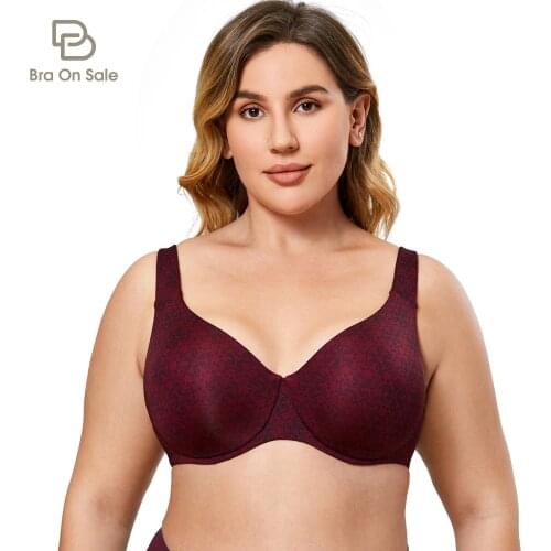 Womens Plus Size Bras Minimizer Seamless Full Coverage Unlined Cup Underwire Leopard Printed Smooth