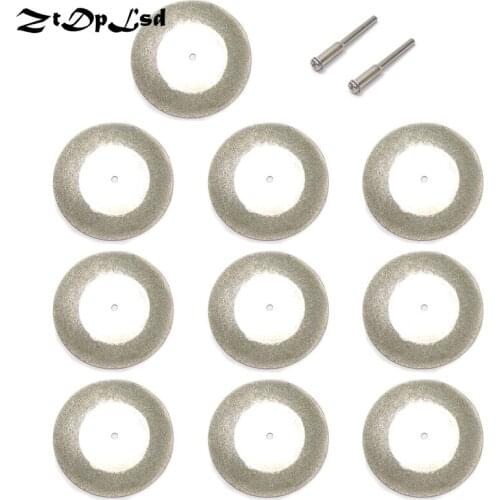 ZtDpLsd 10Pcs 60mm Metal Circular Diamond Grinding Wheel Saw Blade +2Pcs 3mm Shank Rod Shaft Rotary Dremel Cutting Disc Abrasive
