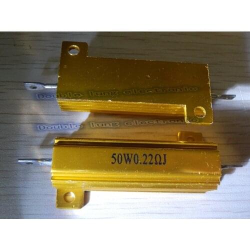 10PCS/LOT RX24 50W Watt 0.22R 0.25R 0.33R 0.4R 0.47R 0.5R 0.6R 0.8R Ohm LED load resistor Aluminum Case Wirewound Resistor