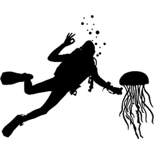 15.7CM*12.6CM Interesting Jellyfish And Man Extreme Sports Silhouette Decor Vinyl Car Sticker S9-1004