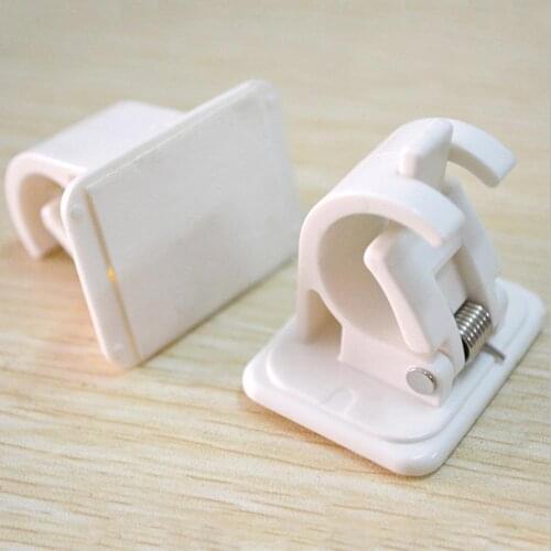 2Pcs Self Adhesive Shower Curtain Rod Holders Brackets Bathroom Towel Bar Support Adjustable Pole Clamps