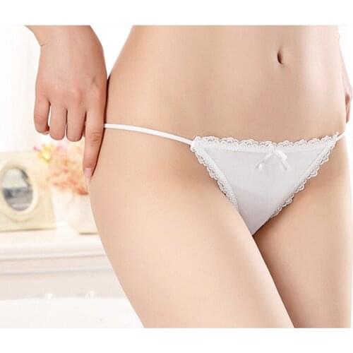 2020 Female personality glamour personality solid color ribbon sexy low waist lace bow breathable nylon seamless triangle briefs