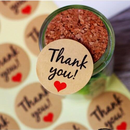 60pcs/bag 3.5cm Kraft Paper label sticker Thank You Gift Tags Wedding Favors Party Accessories for Christmas Home decorations