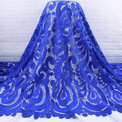 Zhenguiru African Lace Fabric Soft Nigerian Guipure Cord Lace Fabric 5 Yards French Water Solbule Lace Cloth With Stones A1818