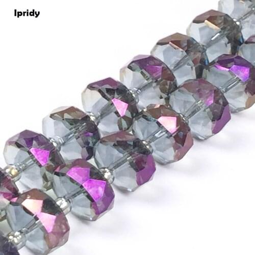 6X10mm Metallic Rainbow color Plated Section Flat New Arrival Fashion Faceted Crystal Glass Beads Loose Tyre Shape 1strand/lot