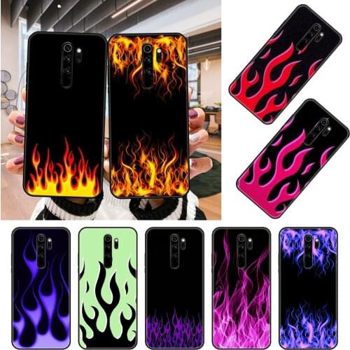 Phone Case For Xiaomi Redmi Note 8 8T 7 7A 9 9A 9S 8A 4 5 6 Pro Black Cover Prime Trend Waterproof Silicone Fashion Flame