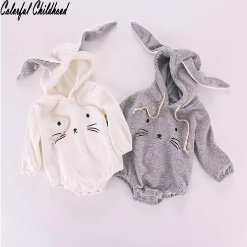 Baby winter romper thick velvet long sleeve jumpsuit suit cartoon long ear bunny design overalls children pajamas with tails