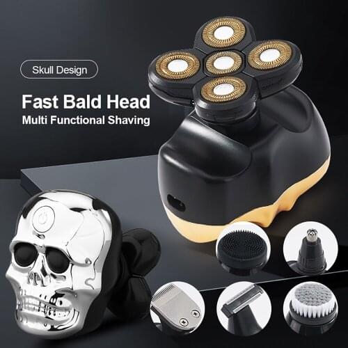 Electric Shaving 6 in 1 Bald Head Shaver 5D Rotary Razor five balde Multifunctional Beard Hair Trimmer Nose Ear Trimmer for Men