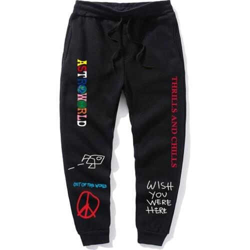 Quality Fleece trousers TRAVIS SCOTT ASTROWORLD Letter Printed Women Men Jogging Pants Hip hop Streetwear Men SweatpantS