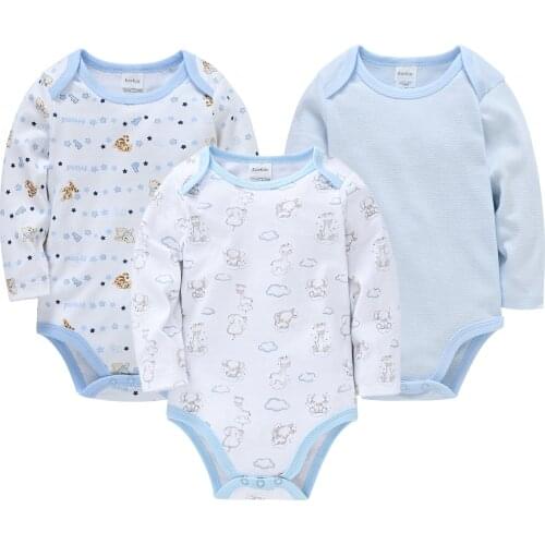 3PCS Cute Newborn Baby Boy Clothing Long Sleeve Bodysuits Cotton Baby Boys Girls Clothes Baby Bodysuit Cartoon Infant Jumpsuits