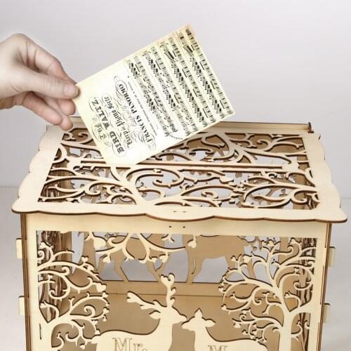 Wedding Card Box Hollow Wedding Envelope Box Card Sign Upgraded Security Money Box Gift Card Box for Wedding Birthday