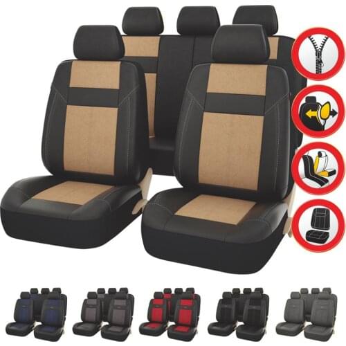 Car-pass leather Car Seat Covers Full set Beige Red Blue Rear seat cover 40/60 50/50 60/40 Fit For Lada Honda Mazda Bmw