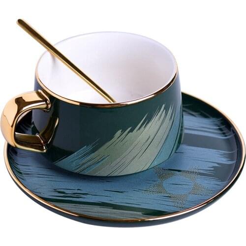 Creative golden coffee cup and dish set Nordic style household mixing European small luxury afternoon tea