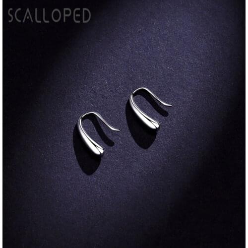 SCALLOPED Fashion Exquisite Small Water Drop Stud Earring For Women Original Brand Simple Metal Korean Trend Jewelry