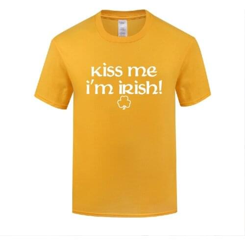 Funny Kiss Me I'm Irish Cotton T Shirt Graphic Men O-Neck Summer Short Sleeve Tshirts Short Clothing