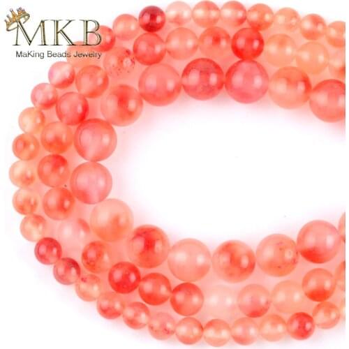 Natural Stone Watermelon Red Jades Spacer Beads For Jewelry Making 6/8/10mm Round Loose BeadsDIY Handmade Bracelet Necklace 15"