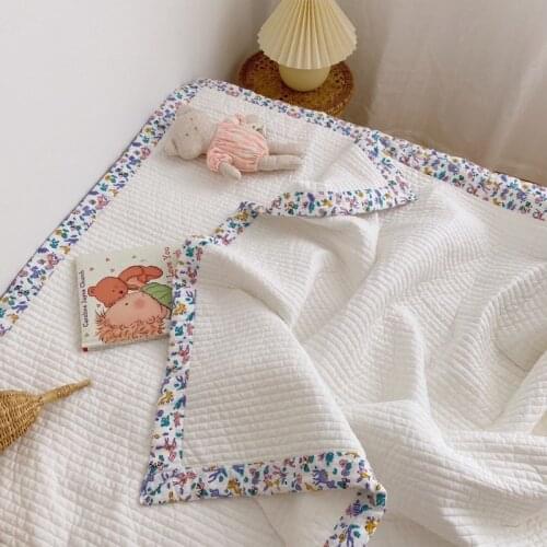 New Korean Style Baby Bed Sheet Blanket Children Quilted Mattress Ins Room Decoration 100% Cotton Kids Bedding Cover Blankets