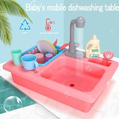 Plastic Simulation Electric Dishwasher Sink Pretend Play Kitchen Toy Set Children Kids Puzzle Early Education Toys Birthday Gift