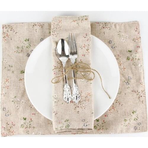 Popular print fabric linen placemat heat insulation mat dining table mat kids table Napkin fabric country placemats