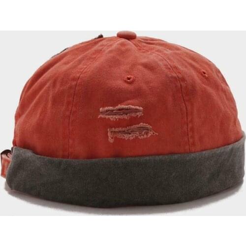 Men Denim Jean Patch Skullcap Beanie Brimless Landlord Hats Cap Fashion New Spring Autumn New Washed Worn Distressed Dome Hat