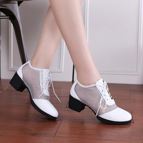 Dancing Shoes Even Bottom 8120-5 First Layer Cowhide Womens Soft Bottom Increase Sailor Dance Square Dance Shoes Summer Net