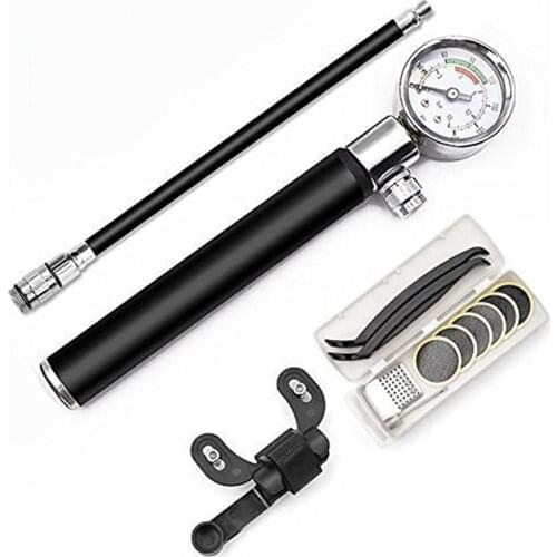 Bicycle pump and tire repair kit Hand Mini Bicycle Pump Tire Air Inflator Schrader Presta Valve Ball Needle Hose MTB Accessories