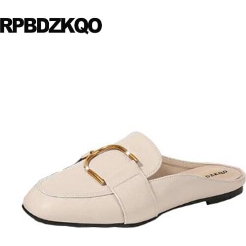Sandals Ladies Flats Celebrity Chinese Square Toe Italian Metal Slippers Large Size Designer Shoes China Slip On Mules Women
