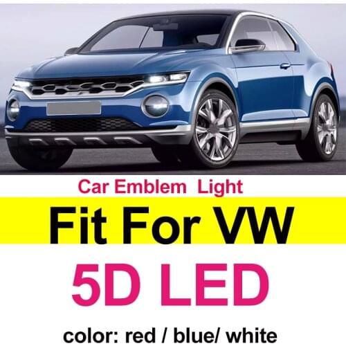 11cm 5D Led Light Front Trunk Grille Boot Emblem Light Lamp Auto Badge for GOLF6 MAGOTAN CC Tiguan BORA Scirocco Car Accessories