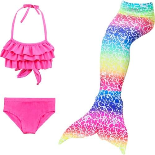 3 Piece/set Mermaid Tails Costumes for Kid Girls Party Summer Beach Mermaid Tail zeemeerminstaart Swimwear Bra Outfits C40236CH