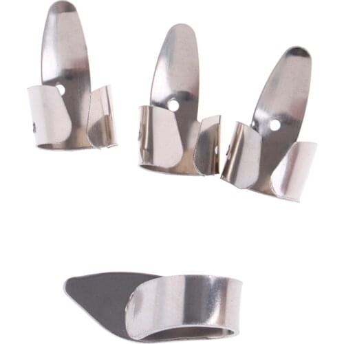 Stainless Steel 1 Thumb And 3 Finger Nail Guitar Picks Plectrums Set Metal Acoustic Electric Bass Guitar Accessories 4pcs