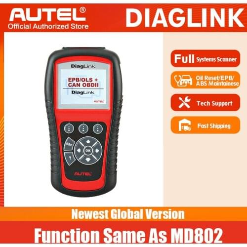 Autel Diaglink OBD2 Scanner All System DIY Code Readers Automotive Diagnostic Tool Function as same as MD802 Oil Reset/EPB