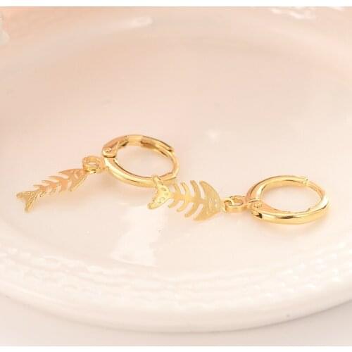 Bangrui cute fish Gold Color Copper Earring Women/Gril Gift Lovely Cute Animal Charm Jewelry kids gift diy charms
