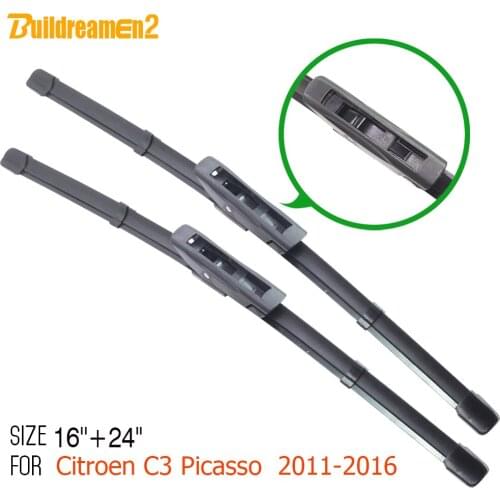 Buildreamen2 Soft Rubber Bracketless Windshield Car Frameless Window Wiper Blades For Citroen C3 Picasso 2011-2016 1Pair