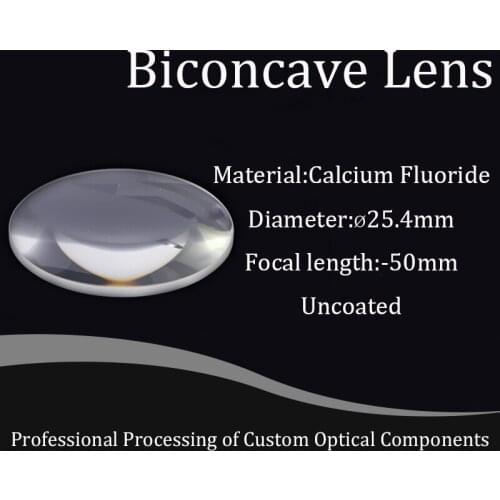 Calcium Fluoride Material Double Concave Lens D25.4mmF-50mm Mirror High Precision Focusing Material Pure White Glass