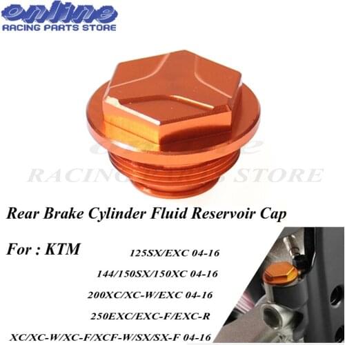 CNC Billet Rear Brake Cylinder Fluid Reservoir Cap For SXF SX EXC EXCF 125 150 250 350 400 500 525 04-05 Motocross
