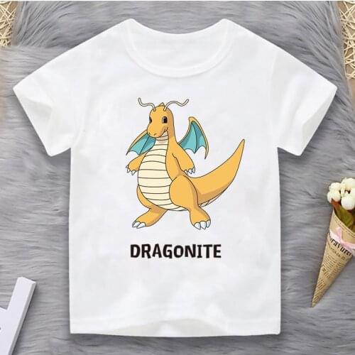 Kids T-shirt Pokemon Children Pocket Monsters Animation Dragonite Fashion Print Short-sleeved Casual Childrens Top Boys Tee