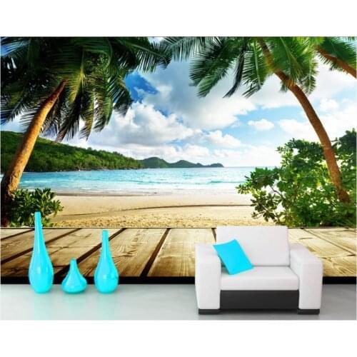 Custom photo wallpapers for walls 3 d mural wallpaper Summer beach tree balcony scenery tv background wall decoration picture