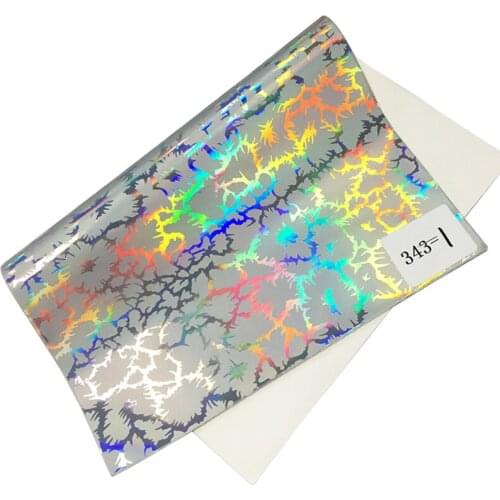 Holographic Pattern Embossed PU Metallic Laser Faux Leather Fabric Sheet for Making Shoe/Bag/Handbag/Decoration/Craft
