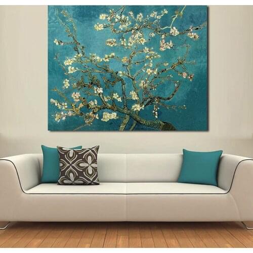 JQHYART Oil Painting Blossoming Almond Tree Wall Painting Living Room Paintings On Canvas Modern No Frame Picture