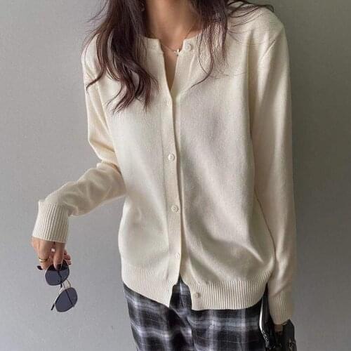 2021 Women Autumn Cardigan Single Breasted Green Pink Yellow Tops Women Sliod Loose Caridgan Female Knitted Sweaters Cardigan