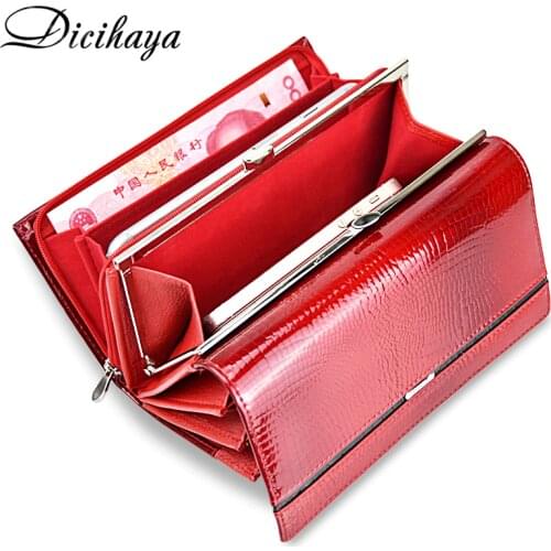 DICIHAYA Genuine Leather Women Wallet Multifunction Womens Clutch Wallets Brand Purses Femme Billetera Card Holder Phone Bag