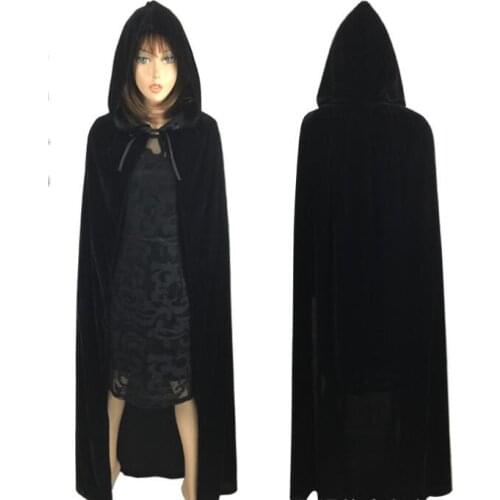 Halloween Witch Costume For Women Men Adult Party Dress Long Black Deguisement Prince Princess Hooded Cloaks Capes